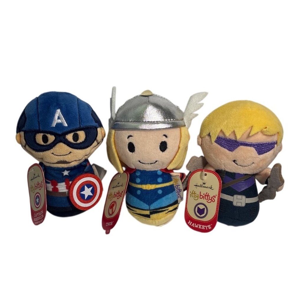 Itty Bittys Plush Toys Marvel Hallmark Set Of 3 Captain America Thor Hawkeye